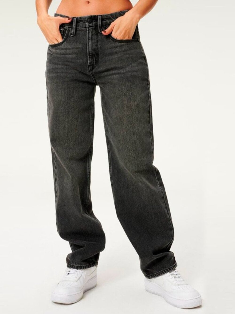 Good American Good 90s Baggy Jeans Black Womens 29X32 Loose Fit Straight Relaxed